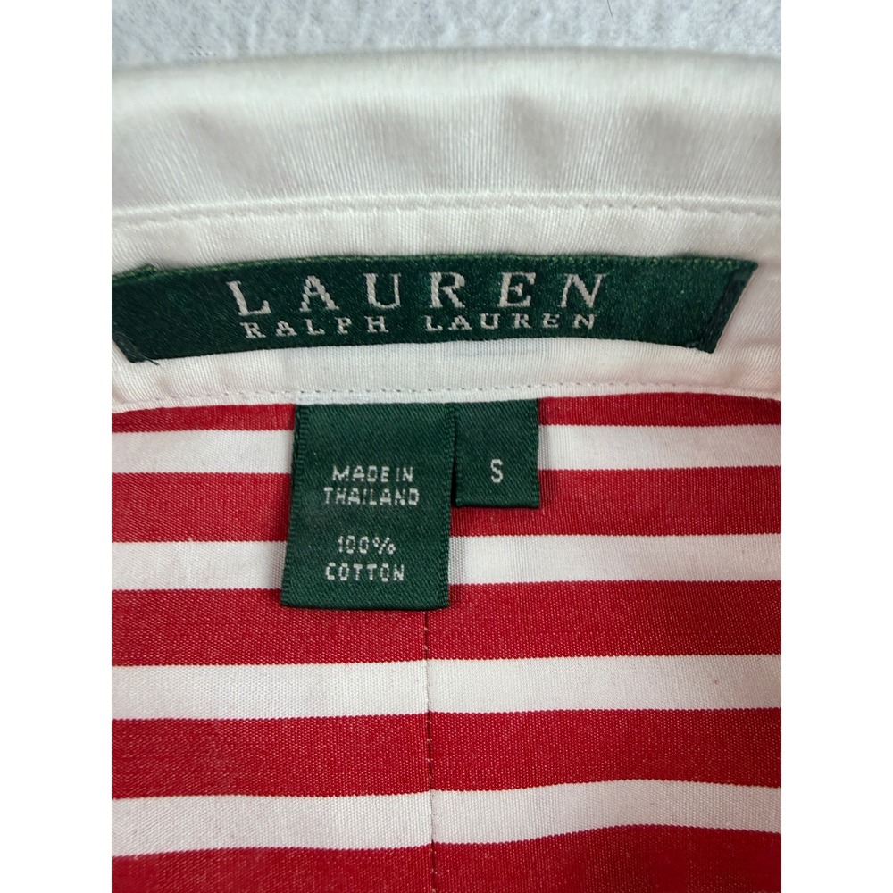 Lauren Ralph Lauren Womens Red White Striped Button Down Shirt Contrast Collar S - Picture 5 of 10